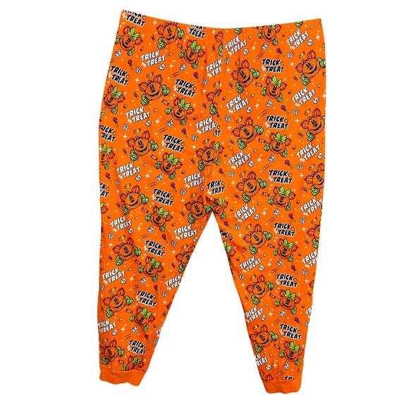 Disney Trick Or Treat Pajama Set NWOT 2X Orange Mickey Pumpkin Graphics 2 Pieces - Picture 9 of 13